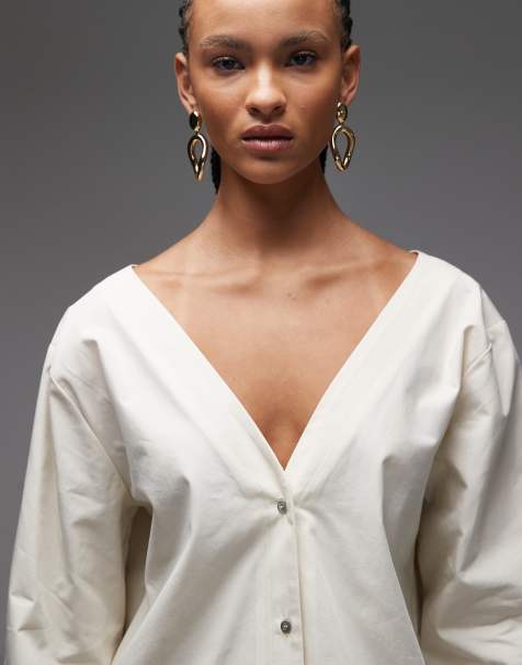 ASOS DESIGN – Bawełniana koszula z odsłoniętymi ramionami w niebiesko-białe paski - view 1