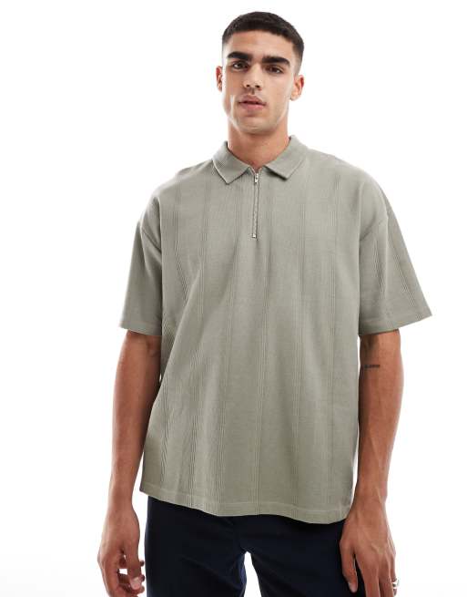 ASOS DESIGN – Bawełniana koszulka polo oversize w kolorze khaki