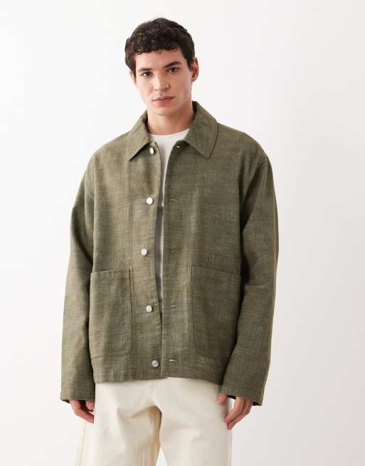 ASOS DESIGN – Bawełniana kurtka typu worker w kolorze khaki