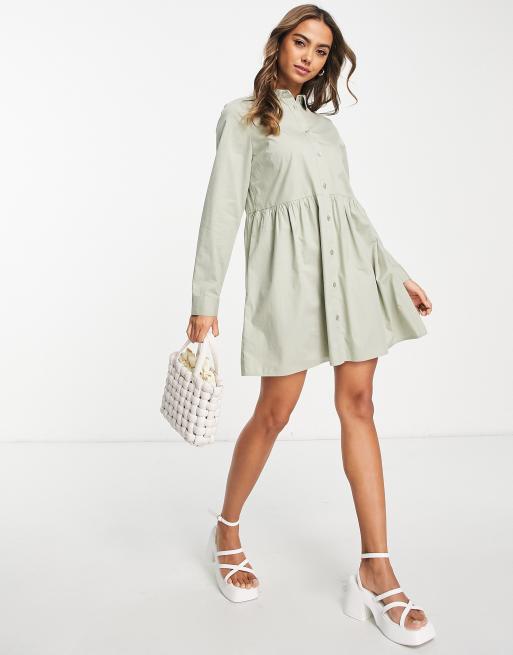 ASOS DESIGN – Bawełniana mini szmizjerka w stylu tuniki w kolorze khaki, 4 z 4