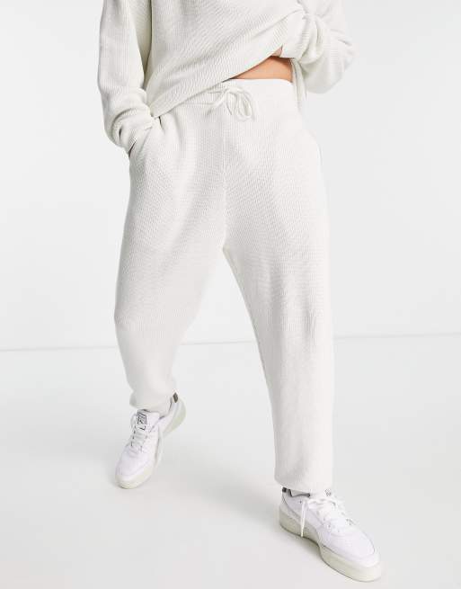 ASOS DESIGN – Bawełniane prążkowane joggersy w kolorze jasnoszarym, część zestawu