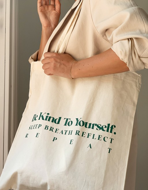 ASOS DESIGN 'be kind' shopper bag in natural