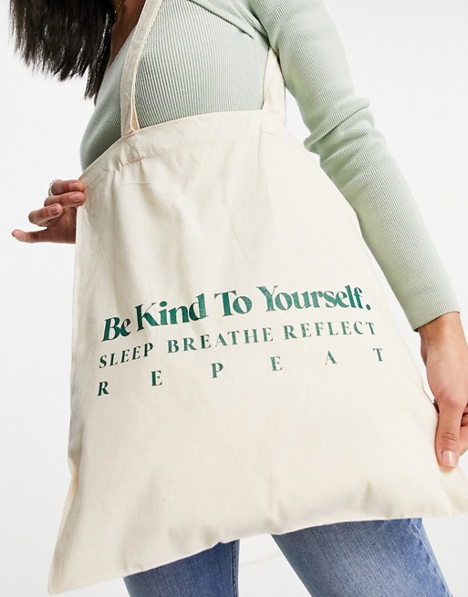 ASOS DESIGN 'be kind' shopper bag in natural