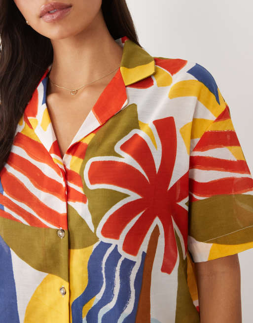 ASOS DESIGN Beach co-ord shirt in abstract print, 2 of 4