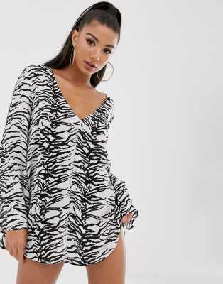 zebra print beach dress