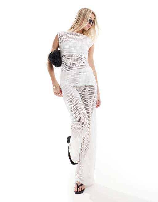 ASOS DESIGN beach crochet look tank top and pants set