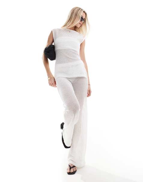 ASOS DESIGN beach crochet look tank top and trousers co ord - view 1