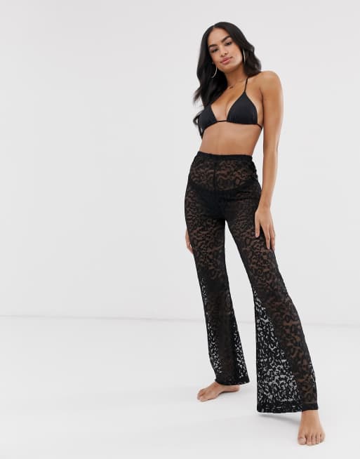 ASOS DESIGN two-piece flare pants in dark tiger print