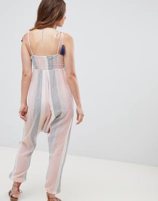 pastel striped jumpsuit