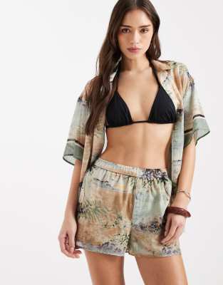 Asos Design Beach Shorts In Multi