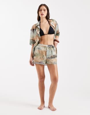 Asos Design Beach Shorts In Multi