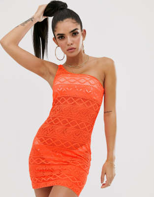 one shoulder crochet beach dress