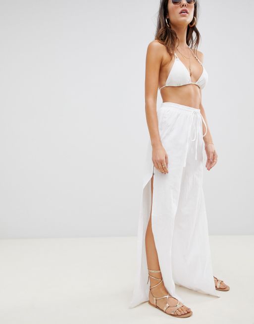 White linen hot sale beach trousers