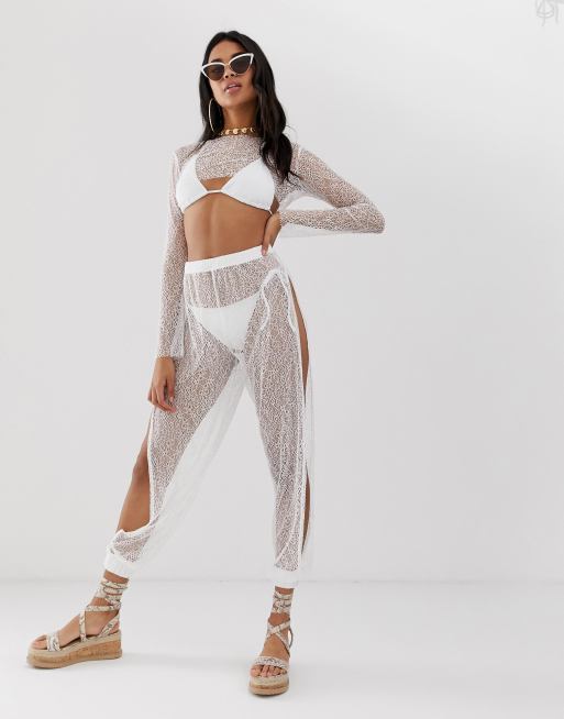 Lace beach cover store up pants