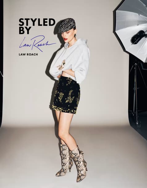 ASOS DESIGN bead embellished mini skirt in black - view 1