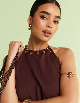 Asos Design Bead Halter Neck Top