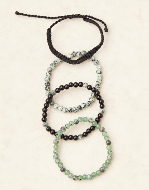 ASOS DESIGN beaded and cord 4 pack bracelets in multi