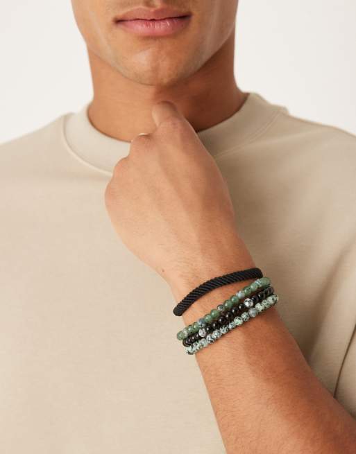 ASOS DESIGN beaded and cord 4 pack bracelets in multi