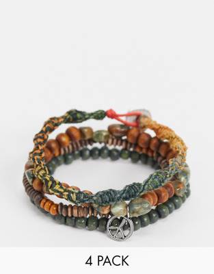ASOS DESIGN ASOS DESIGN beaded bracelet pack in earthy tones-Brown