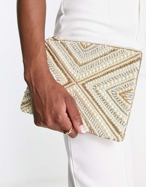 gold beaded clutch