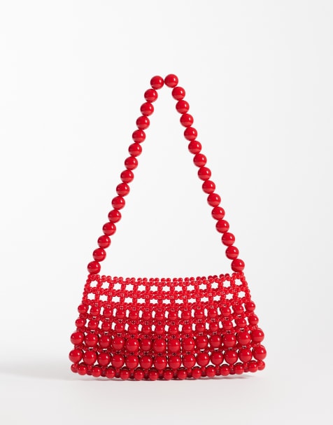 ASOS DESIGN beaded clutch purse in red - view 1