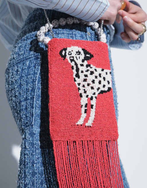 ASOS DESIGN beaded dalmatian clutch bag, 4 of 8