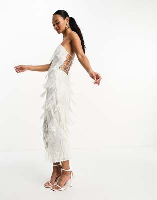 Asos design beaded backless hotsell midi dress