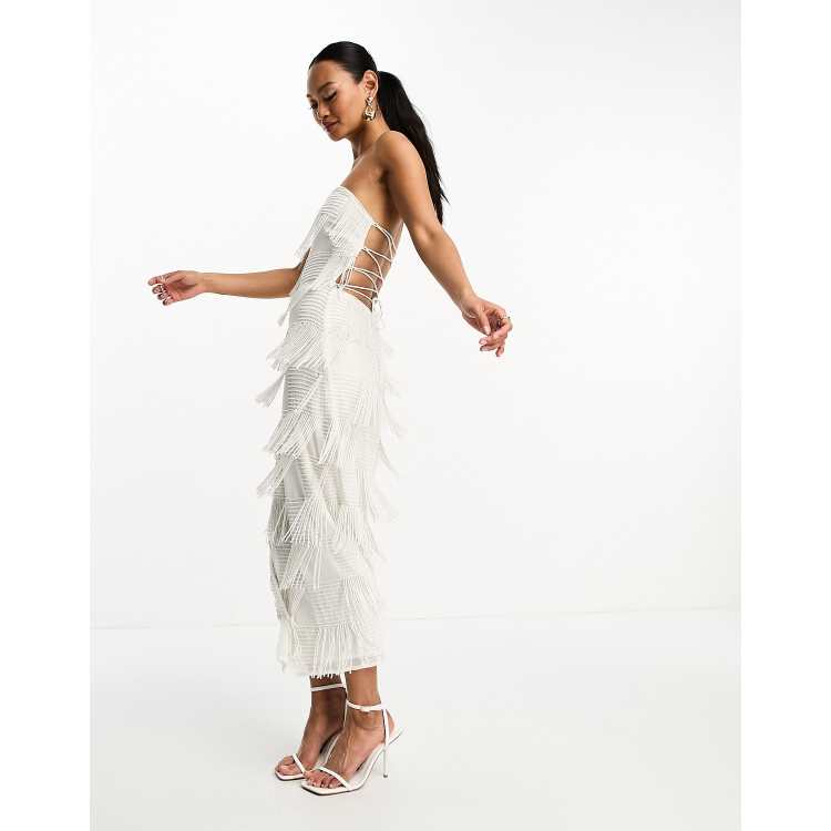 Asos white sales embellished dress