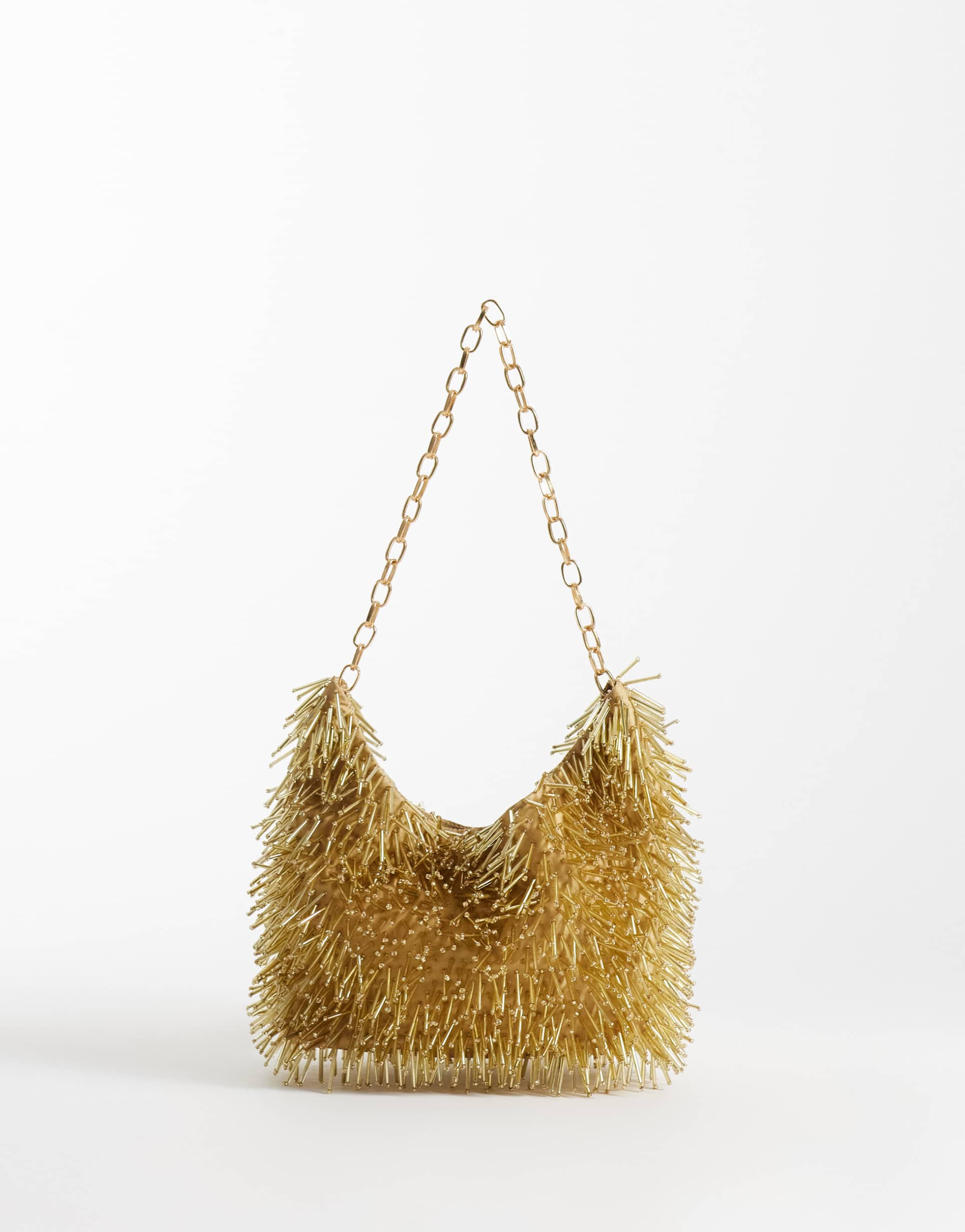 asos design beaded embellished shoulder bag in gold