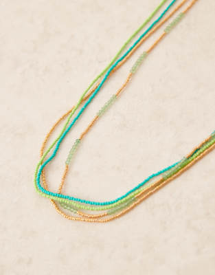 Asos Design Beaded Four Row Belly Chain In Multi