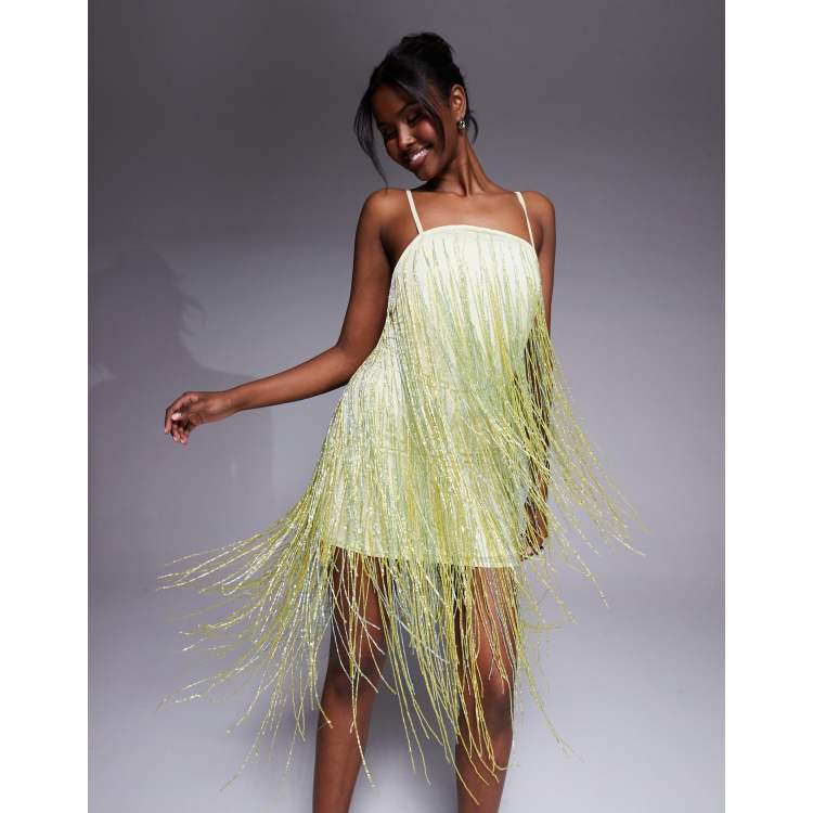 maison celon feather fringe cami dress maison celon feather fringe