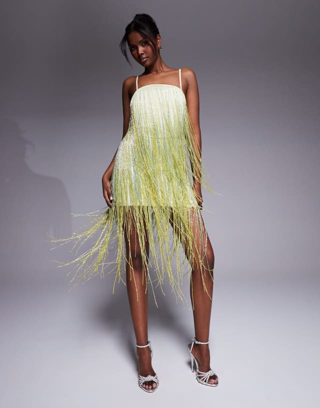 gold beaded fringe dress ASOS DESIGN mini cami in pale yellow CST MX FEEDING Chic Maternity Dress for Color:Azure Blue Just style it with