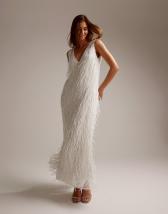 Asos fringe wedding dress online