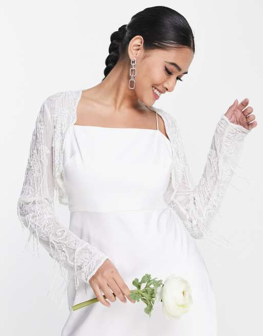 Asos fringe wedding dress best sale