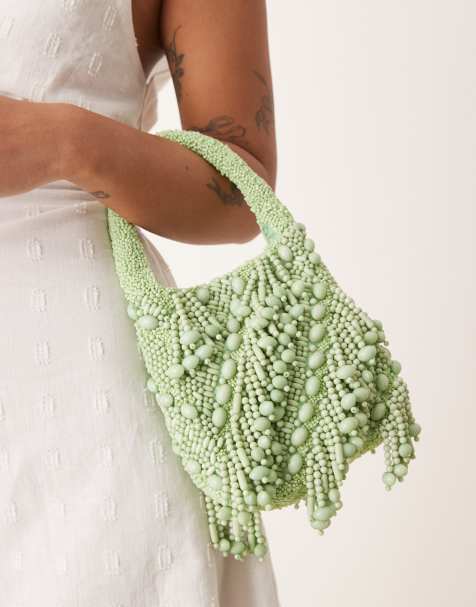 ASOS DESIGN beaded grab bag in green - view 1