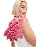 ASOS DESIGN beaded grab bag in hot pink