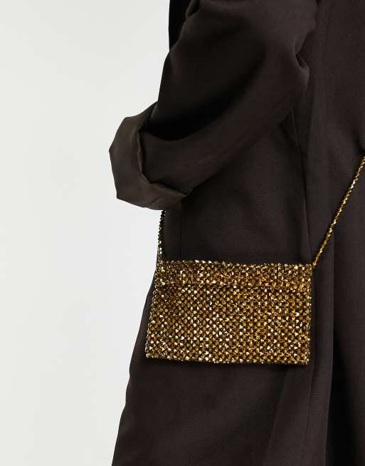 ASOS DESIGN beaded mini cross-body bag in gold, 2 of 4