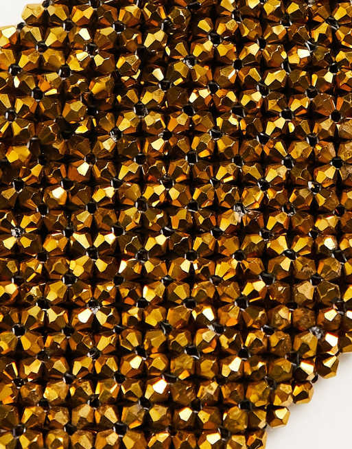ASOS DESIGN beaded mini cross-body bag in gold, 2 of 4