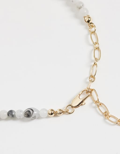 ASOS DESIGN beaded necklace in grey, 3 of 4
