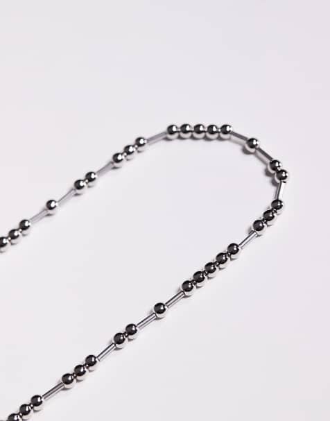 ASOS DESIGN beaded necklace in silver - view 2