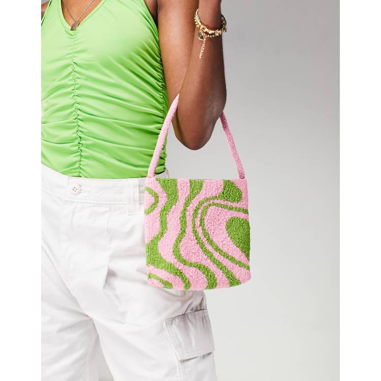  Leather Swirl Print Shoulder Bag - Multi