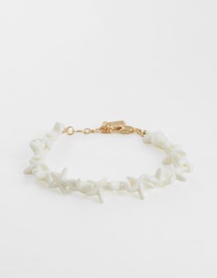 Asos Design Beaded Starfish Bracelet In White