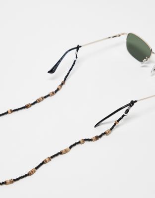 ASOS DESIGN beaded sunglasses chain in brown