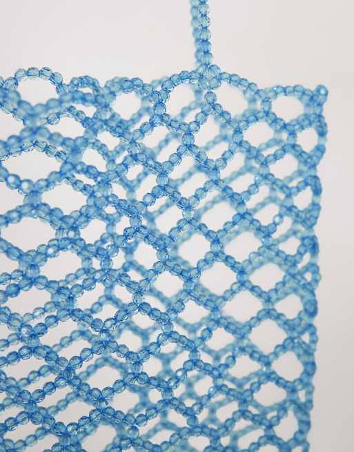 ASOS DESIGN beaded tote bag in light blue, 4 of 4