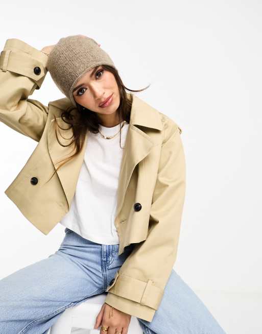 ASOS DESIGN - Beanie met omgerolde rand in nertskleur