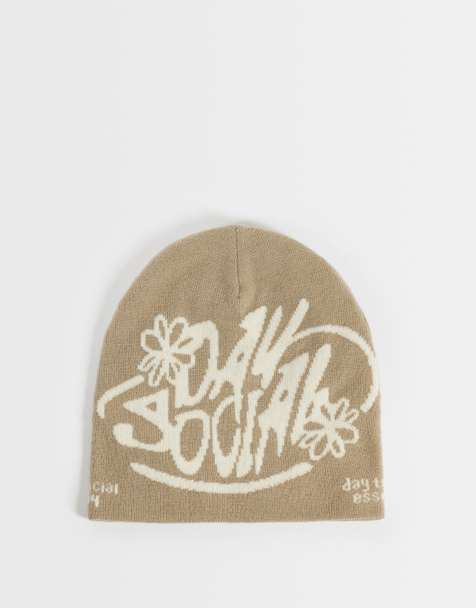 ASOS DESIGN Beanie mit grafischem Totenkopf für den Alltag in neutral - view 1
