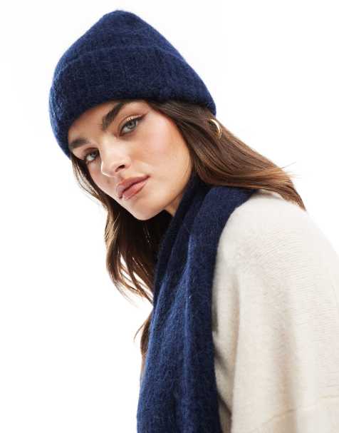 ASOS DESIGN - Beanie van alpacawolmix in marineblauw - view 1