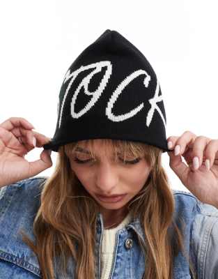 ASOS DESIGN ASOS DESIGN beanie with stockholm scribble design-Black
