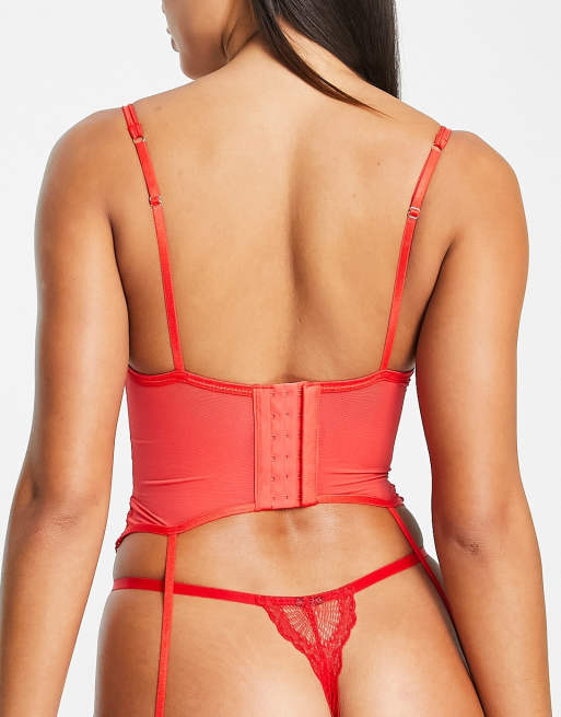 ASOS DESIGN – Beatrix – Czerwony gorset na ramiączkach z pasem do pończoch, 2 z 4