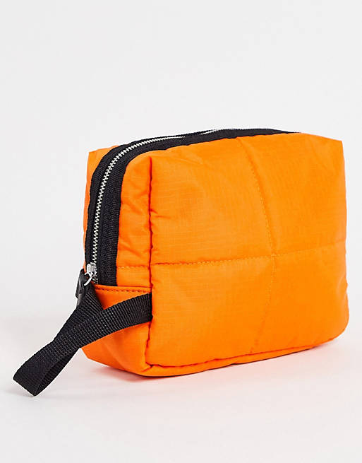 ASOS DESIGN - Beauty-case imbottito in nylon arancione con manico - ORANGE